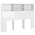 vidaXL Armoire de tête de lit Blanc brillant 140x19x103 5 cm