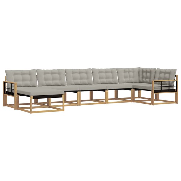 vidaXL Ensemble de canapés d'extérieur 7 pc Blanc et gris clair