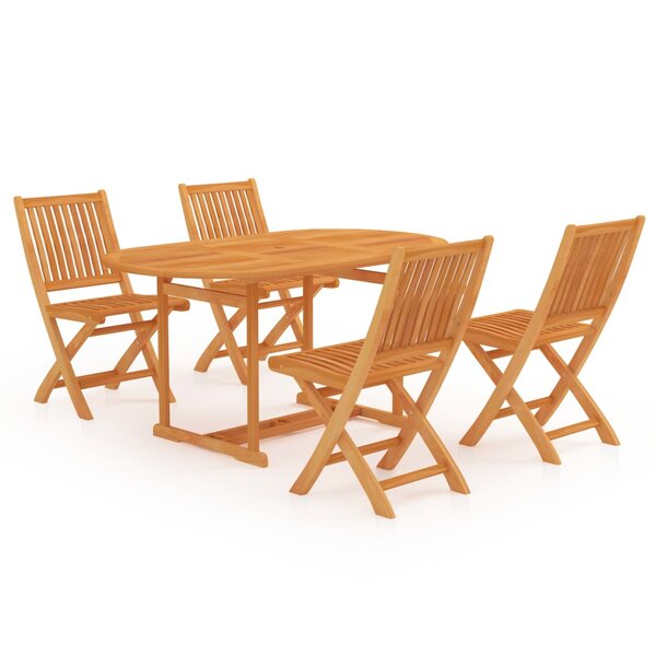 vidaXL Ensemble à manger de jardin 5 Pièces Bois de teck massif