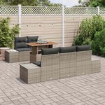 vidaXL Ensemble de canapé de jardin 6 Pièces Gris Poly rotin