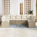 vidaXL Ensemble de canapé de jardin 9 Pièces Beige et blanc Poly rotin