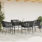 vidaXL Ensemble à manger de jardin et coussins 5 Pièces noir rotin verre