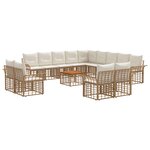 vidaXL Ensemble de canapés d'extérieur 14 pc Blanc Naturel et Crème