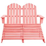 vidaXL Chaise de jardin Adirondack 2 places et pouf sapin rose