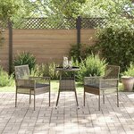 vidaXL Ensemble de salle à manger pour jardin 3 Pièces Gris Poly rotin