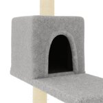 vidaXL Arbre à chat avec griffoirs en sisal Gris clair 95 cm