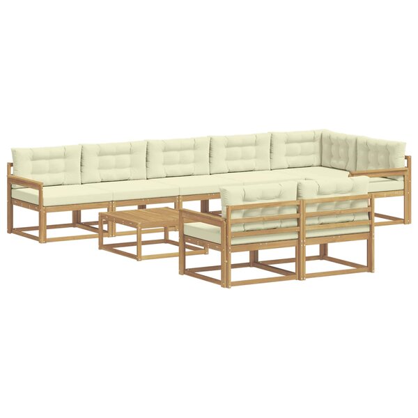 vidaXL Ensemble de canapés d'extérieur 9 pc Blanc et crème Polyester
