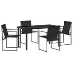 vidaXL Ensemble de jardin 5 pièces en noir avec textilène et acier.