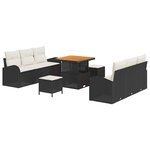 vidaXL Ensemble de canapé de jardin 9 Pièces Noir  Crème 80 x 80 x 71 cm