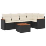 vidaXL Salon de jardin 6 Pièces avec coussins noir résine tressée