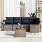 vidaXL Ensemble de canapé de jardin 6 Pièces Gris Poly rotin