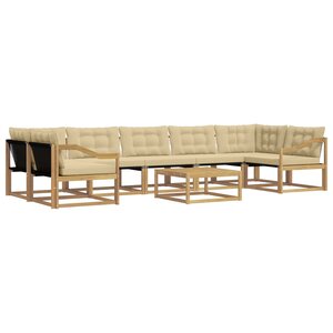vidaXL Ensemble de canapés d'extérieur 8 pc Blanc et Beige