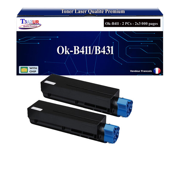 T3AZUR - 2x Toners compatibles avec Oki MB472DNW  MB492DN  MB562DNW