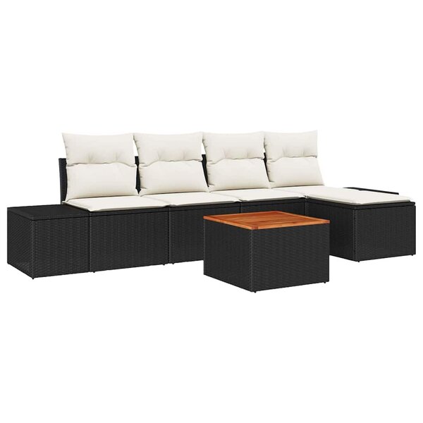 vidaXL Ensemble de canapé de jardin 6 Pièces Noir  blanc