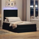 vidaXL Lit avec rangement et LED avec LED Noir 120 x 190 cm Velours
