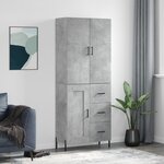 vidaXL Buffet haut Gris béton 69 5x34x180 cm Bois d'ingénierie