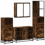 vidaXL Ensemble meubles salle de bain 4 Pièces chêne fumé bois ingénierie