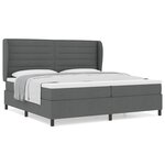 vidaXL Lit à ressorts avec matelas Gris foncé 200 x 200 cm tissu