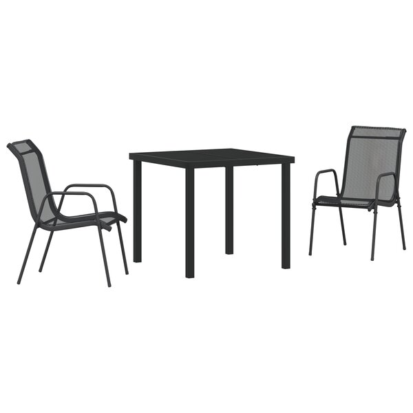 vidaXL Ensemble de jardin 3 pièces noir en textilène et acier