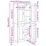 vidaXL Haut Armoire 2 Pièces Chêne noir Bois Aggloméré et Verre