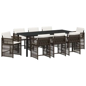 vidaXL Ensemble de salle à manger pour jardin 9 Pièces Marron polyrotin