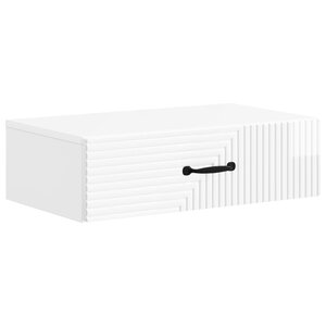 vidaXL Table d'appoint murale Blanc brillant 59 x 34 5 x 17 cm