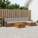vidaXL Ensemble de canapés d'extérieur 6 Pièces Naturel et gris clair