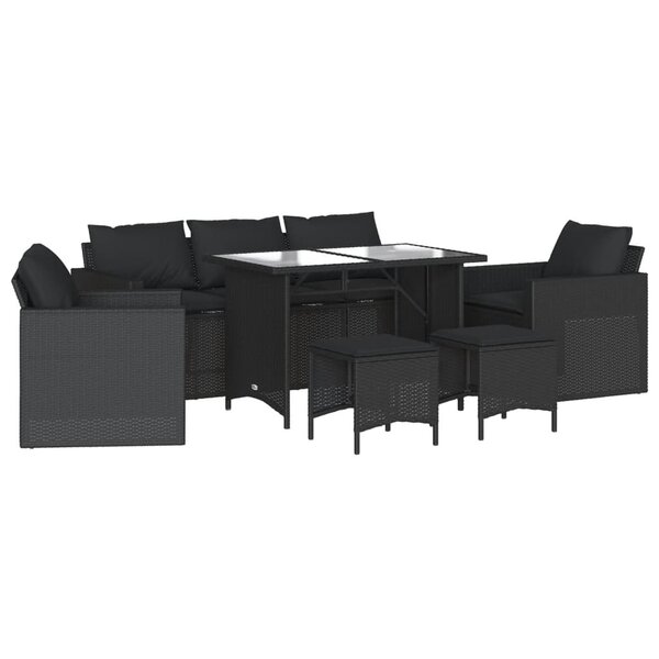 vidaXL Salon de jardin 6 Pièces avec coussins noir résine tressée