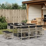 vidaXL Ensemble à manger de jardin 11Pièces avec coussins gris poly rotin