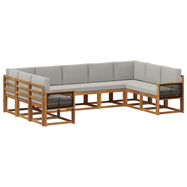vidaXL Ensemble de canapés d'extérieur 9 pc Naturel et gris clair