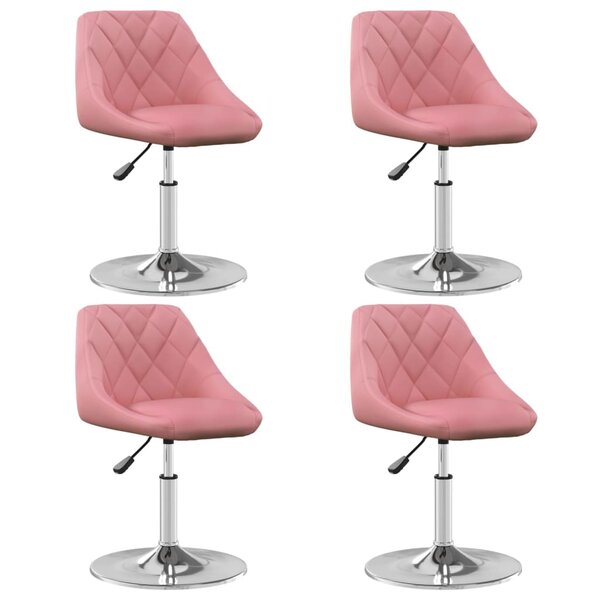 vidaXL Chaises à dîner pivotantes 4 Pièces Rose Velours
