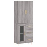 vidaXL Buffet haut Sonoma gris 69 5x34x180 cm Bois d'ingénierie