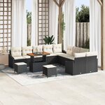 vidaXL Ensemble de canapé de jardin avec coussin 13 Pièces Noir et Crème