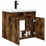 vidaXL Meuble de salle de bain avec robinet Chêne fumé