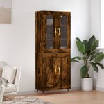 vidaXL Buffet haut Chêne fumé 69 5x34x180 cm Bois d'ingénierie