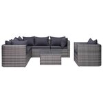 vidaXL Meuble de jardin 7 Pièces et coussins et oreillers Résine tressée