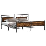 vidaXL Cadre de lit en métal sans matelas chêne fumé 193x203 cm