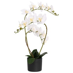 vidaXL Plante orchidée artificielle avec pot Blanc 45 x 15 x 65 cm