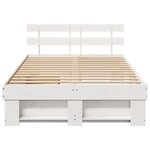 vidaXL Cadre de lit blanc avec tiroirs - 135x190 cm en bois de pin massif