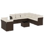 vidaXL Salon de jardin 10 Pièces avec coussins marron résine tressée