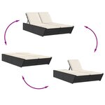 vidaXL Chaise longue double avec coussins noir résine tressée