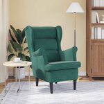 vidaXL Fauteuil vert foncé velours
