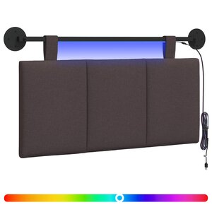vidaXL Tête de lit suspendue Avec lumière LED Marron foncé Tissu