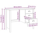 vidaXL Bureau avec tiroirs HILL Marron miel 100 x 45 x 74 cm