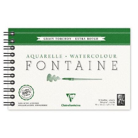 Album Aquarelle Spiralé Fontaine torchon 12F 300g 12x18 cm Blanc CLAIREFONTAINE