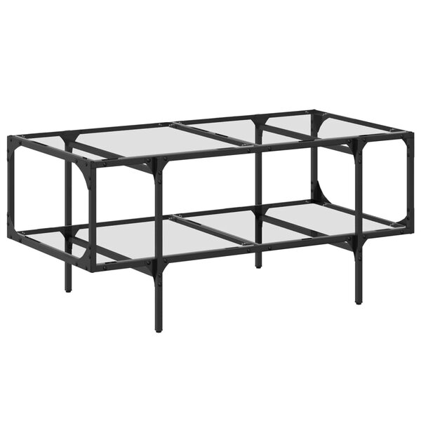 vidaXL Table basse avec dessus en verre transparent 98 5x50x45cm acier