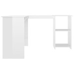 Bureau table poste de travail meuble d'ordinateur informatique étude d'angle en forme de L brillant bois d'ingénierie blanc 02_0023682
