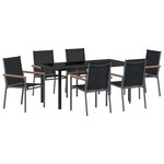 vidaXL Ensemble de salle à manger pour jardin 7 Pièces Noir