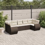 vidaXL Salon de jardin avec coussins 7 Pièces marron résine tressée
