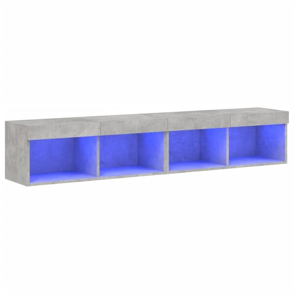 vidaXL Meubles TV avec lumières LED 2 Pièces gris béton 80x30x30 cm